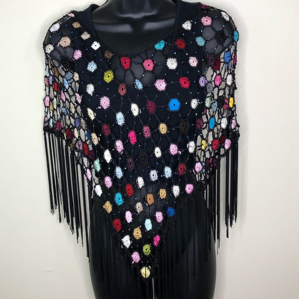 Gorgeous Black/Multi Color Shaw